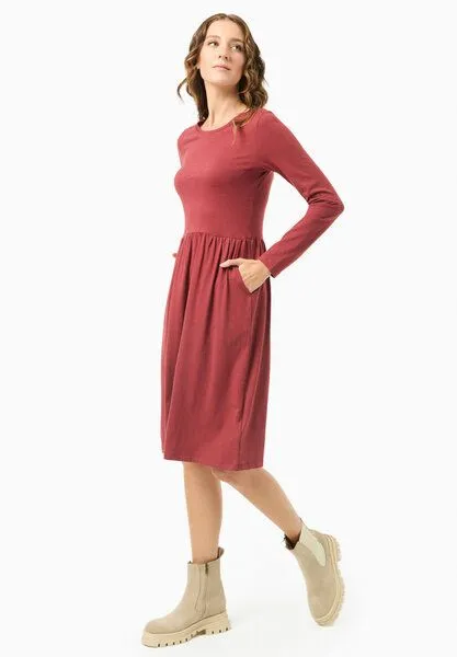 ORGANICATION ORGANICATION Langarm-Jerseykleid aus Bio-Baumwolle, Merlot, – Produktbild 2 von 4