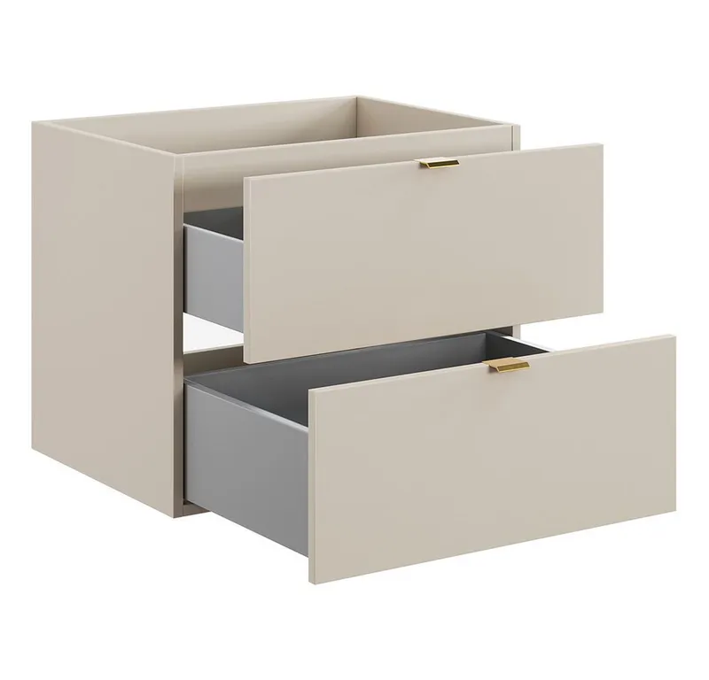 Lomadox Waschbeckenschrank DURANGO-56 Waschtischunterschrank, 60cm, kaschmir, 2 Schubladen, Braun, – Produktbild 4 von 5