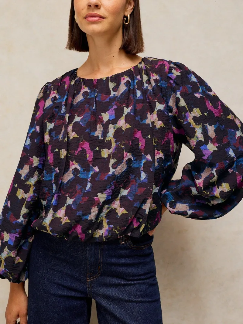 White Stuff White Stuff Top Lyra mit Bubble Hem, Rosa multi, – Produktbild 3 von 4