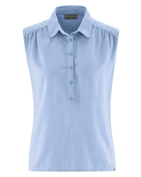 HempAge HempAge Ärmellose Bluse Hanf/Biobaumwolle, Water (blau), – Produktbild 1 von 4