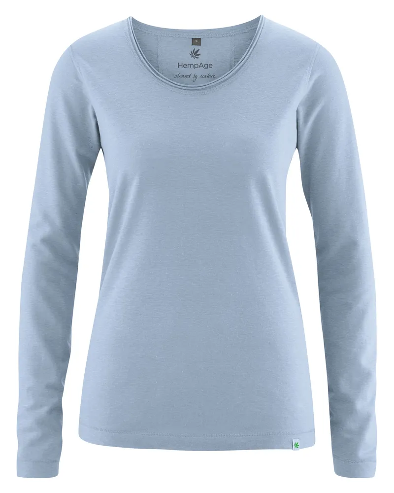 HempAge Hempage Damen vegan Langarm-T-Shirt Rauchblau, Blau, – Produktbild 1 von 2
