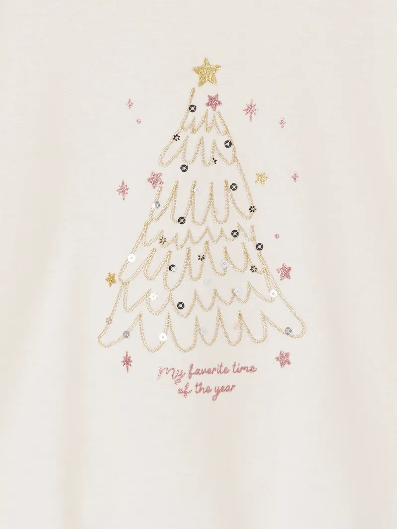 Vertbaudet Weihnachts-Shirt mit, Wollweiß, – Produktbild 2 von 2
