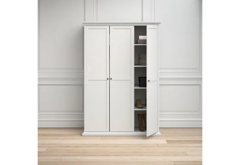 Home affaire Drehtürenschrank Paris im Landhaus-Stil aus schönem Holzfurnier, Höhe 200,5 cm (4 türig), Weiß, – Produktbild 1 von 5