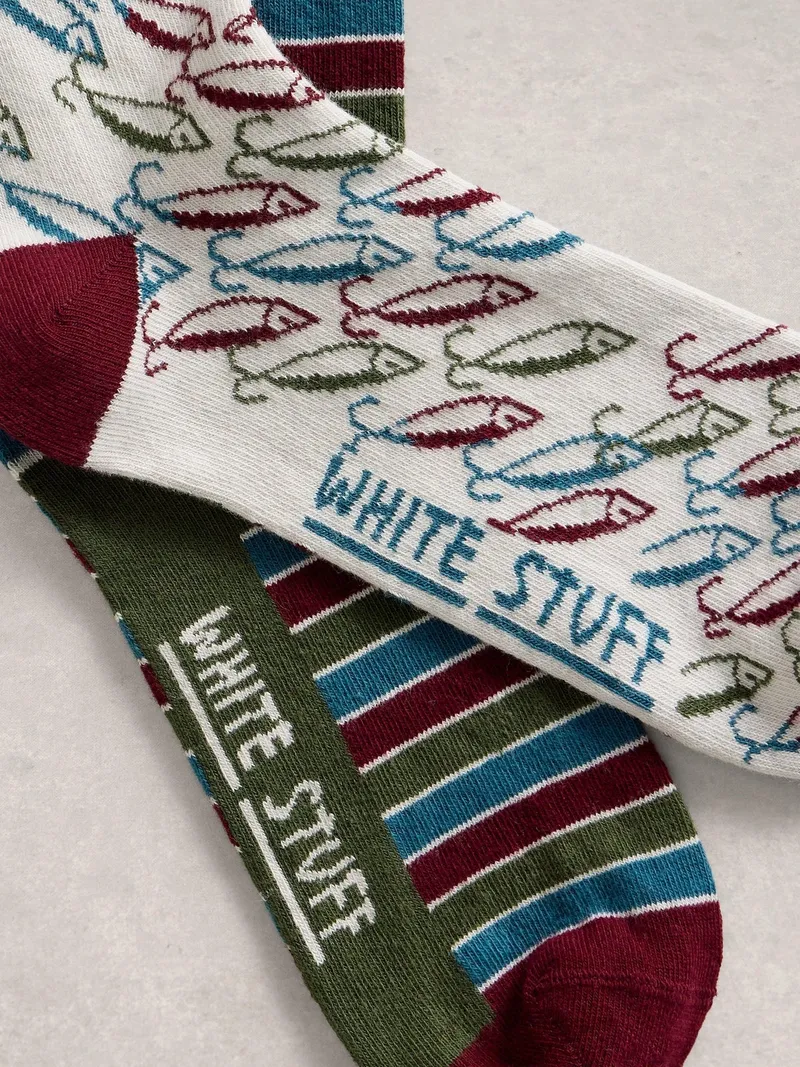 White Stuff 2er-Pack Socken Fisch - 44-46, Rot multi, – Produktbild 2 von 2