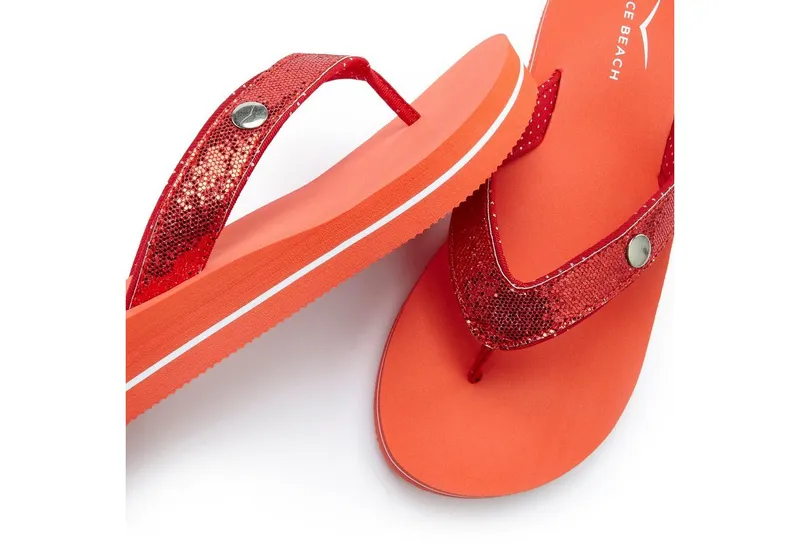 VENICE BEACH VENICE BEACH Sandale, Badeschuh, Badelatsche, Flip Flop, Badeschlappe, Pantolette Badezehentrenner Zehentrenner mit wasserabweisender und leichter Sohle VEGAN, Rot, – Produktbild 1 von 5