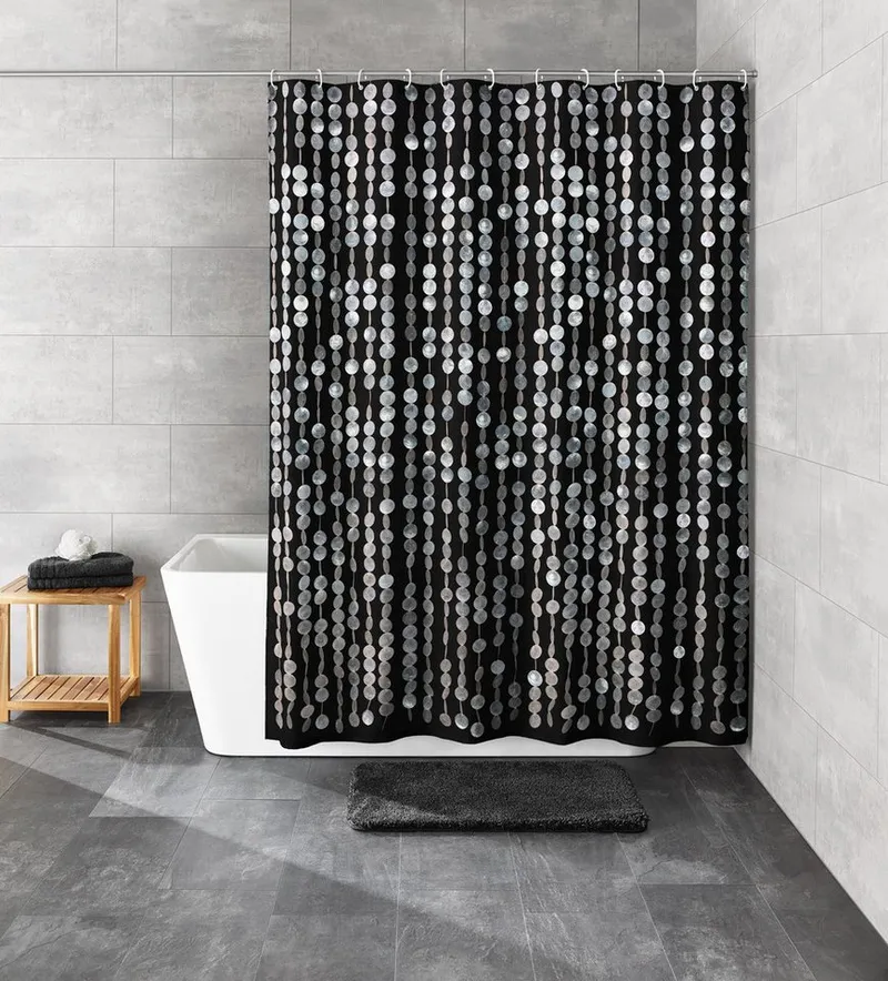 Kleine Wolke Kleine Wolke Duschvorhang » Perla« Breite 180 cm, Schwarz, – Produktbild 1 von 2
