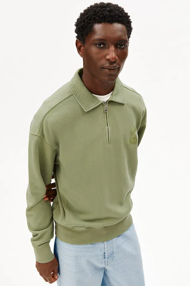 ARMEDANGELS ARMEDANGELS Herren vegan Sweatshirt Troyer Fatigue Grün Gewaschen, Hellgrün, – Produktbild 2 von 2