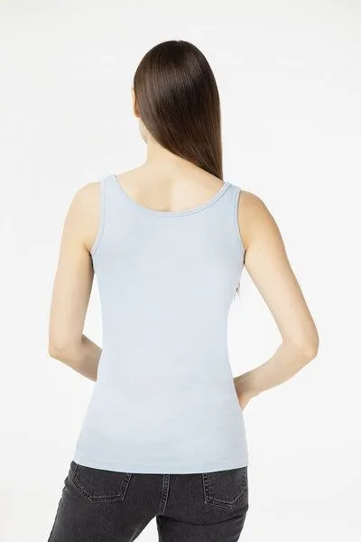 Evermind Evermind Damen Tanktop aus Bio-Baumwolle, Blauer nebel, – Produktbild 3 von 4