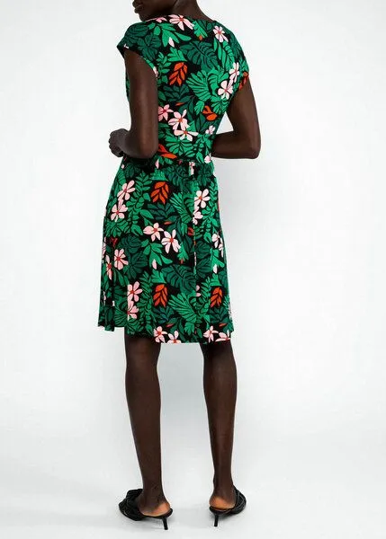 blutsgeschwister Blutsgeschwister Gemustertes Kleid aus EcoVero "La Vie Est Belle En Été", Palm leaf (schwarz), – Produktbild 1 von 3