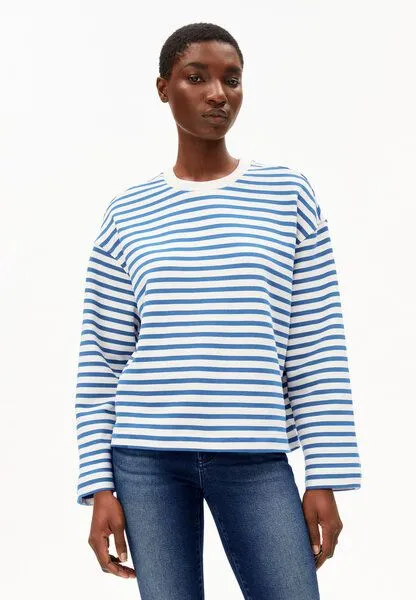 ARMEDANGELS ARMEDANGELS FRANKAA MAARLEN STRIPE Damen Sweatshirt aus Bio-Baumwolle, Undyed-dark morning, – Produktbild 1 von 4
