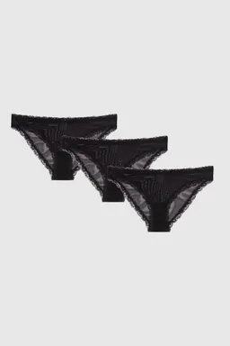 Understatement Understatement Damen vegan Multipack Bikini Slips Mesh Lace Trim Schwarz – Produktbild 1 von 1