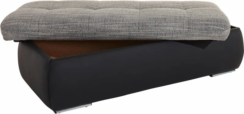 DOMO collection Polsterhocker MORIC 136x64 cm, praktisch und komfortabel, inklusive Stauraum, Grau|schwarz, – Produktbild 5 von 5