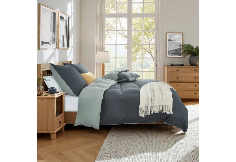 Topfinel Bettwäsche 135x200cm 4 teilig winterbettwäsche mit reißverschluss bügelfrei wärm, satin, 3 teilig, kühlende bettwäsche 200x200 Grau Hellgrau wendebettwäsche boho, Grau, – Produktbild 4 von 5
