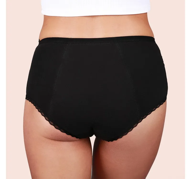 Taynie Taynie Periodenslip Deluxe extra stark - Periodenunterwäsche starke Blutung - Damen (1-St., 1er-Pack) Auslaufsichere Periodenunterwäsche / Periodenslip aus Bio Baumwolle, Schwarz, – Produktbild 5 von 5