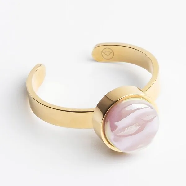 ALEXASCHA ALEXASCHA Größenverstellbarer Ring mit Stein | Goldring, Grey, – Produktbild 3 von 8