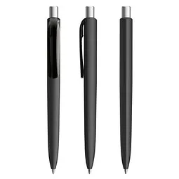 prodir prodir® Druckkugelschreiber DS8 Soft Touch PRR Push, blaue Mine, schwarz/silber satiniert – Produktbild 1 von 1