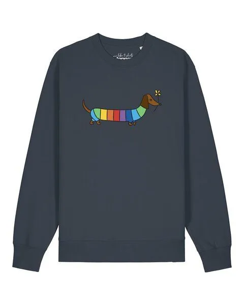 watapparel watapparel Sweatshirt Unisex Regenbogen Dackel, India ink grey, – Produktbild 1 von 2