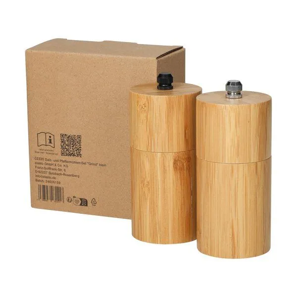 elasto elasto Pfeffermühlen mit Keramikmahlwerk - kleine befüllbare Salzstreuer, Natur (braun), – Produktbild 4 von 4