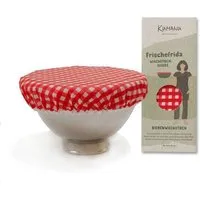 Kumanu von Natur aus gut Kumanu - von Natur aus gut Bienenwachstuch Haube "Frischefrida" | ø 22-26cm | aus Bio-Bienenwachs, Karo rot, – Produktbild 1 von 1