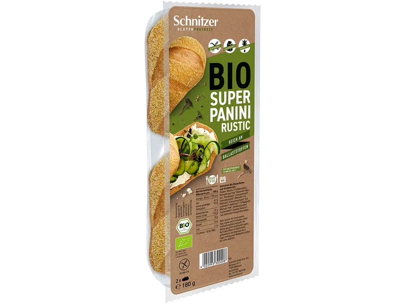 Schnitzer Schnitzer Bio-Brötchen "Super Panini Rustic", 2er-Pack, glutenfrei, 180 g – Produktbild 1 von 1