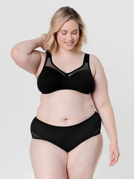 erlich textil erlich textil Anni bügelloser Mesh BH aus Bio-Baumwolle, made in Europe, Schwarz, – Produktbild 7 von 7