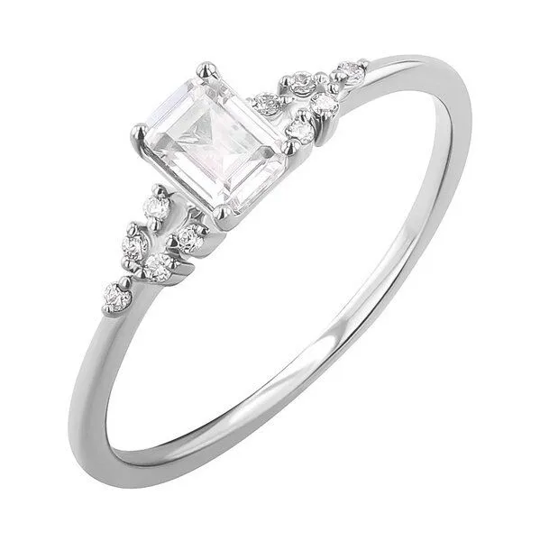 Eppi Eppi Verlobungsring mit Moissanit in Emerald-Form Adva, Weiss, – Produktbild 2 von 4