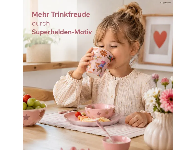 RICE RICE Becher Kinderbecher Melamin 250ml Rosa Pastellrosa Trinkbecher KITA, 1-tlg., Melamin, Rosa, – Produktbild 4 von 5