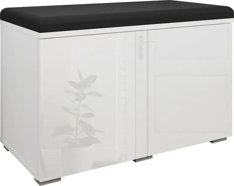 OTTO home Sitzbank Paris (inkl. Sitzkissen), moderne Truhenbank B/T/H 70x35x45, Flurbank mit Sitz aus Kunstleder, Weiß, – Produktbild 3 von 5
