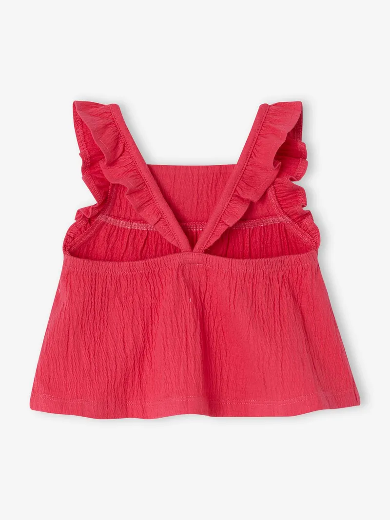 Vertbaudet Baby Top mit Rüschen-Trägern und Rückenausschnitt, Himbeer, – Produktbild 3 von 3