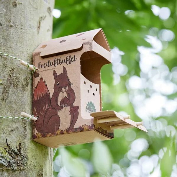 Die Stadtgärtner Die Stadtgärtner Eichhörnchen füttern I Futterstelle für Eichhörnchen aus Naturkarton – Produktbild 3 von 4