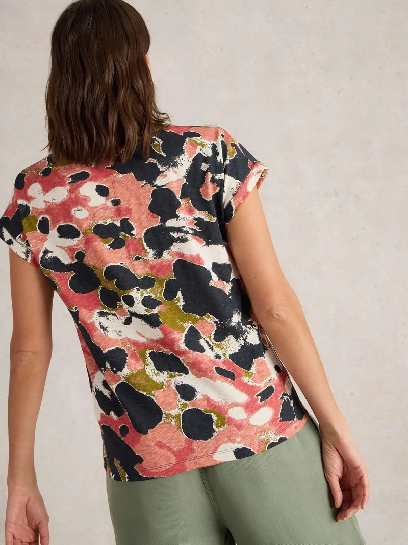White Stuff T-Shirt Nelly mit Keilausschnitt - 34, Schwarz print, – Produktbild 4 von 4