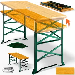 Casaria® Biertisch 2in1 höhenverstellbar 170x50 75/105cm klappbar Schirmloch – Produktbild 1 von 1