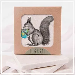 LIGARTI Fliesenuntersetzer »Eichhörnchen Welt« von LIGARTI | Design Untersetzer | Natursteinfliese – Produktbild 1 von 1