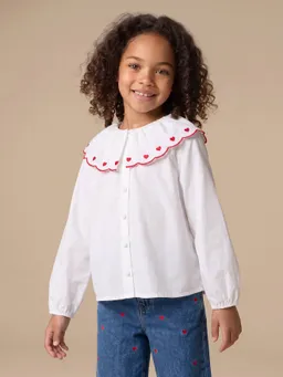 Vertbaudet Vertbaudet Festliche Bluse mit großem Volantkragen Herz-Stickerei Mädchen – Produktbild 1 von 1