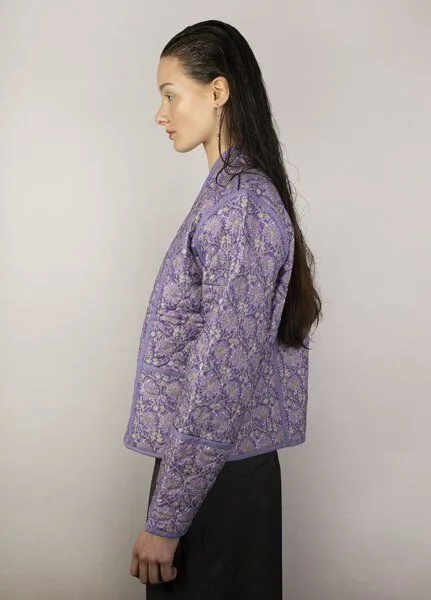 Kiwistories Gesteppte Wendejacke Leinen Viskose I made in Portugal I Print, Pink schwarz, – Produktbild 1 von 4