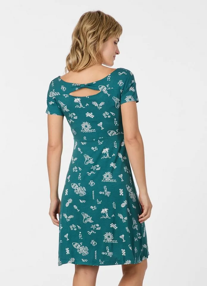 ragwear ragwear Minikleid LUNNGO DRESS PRINT Elastische Viskosemischung mit dezentem Rückenausschnitt, Grün, – Produktbild 2 von 3