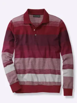 marco donati Langarm-Poloshirt dunkelrot-steingrau-gestreift – Produktbild 1 von 1