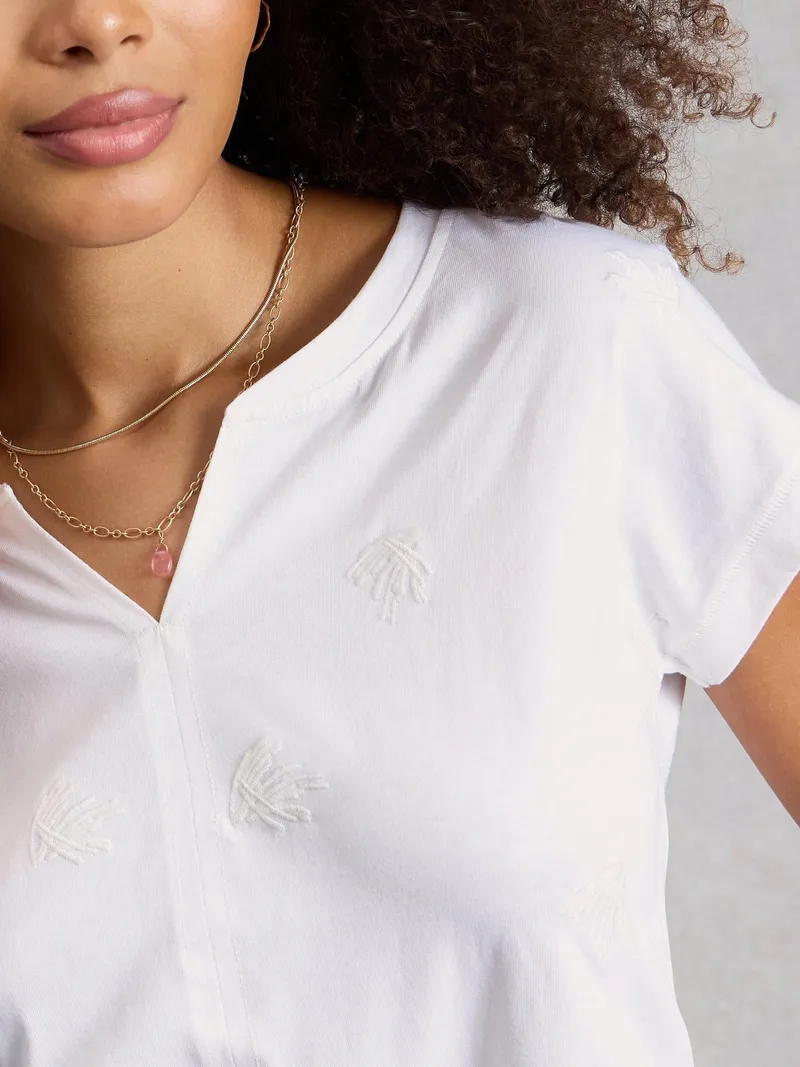 White Stuff Besticktes T-Shirt Nelly - 38, Reines weiß, – Produktbild 1 von 4