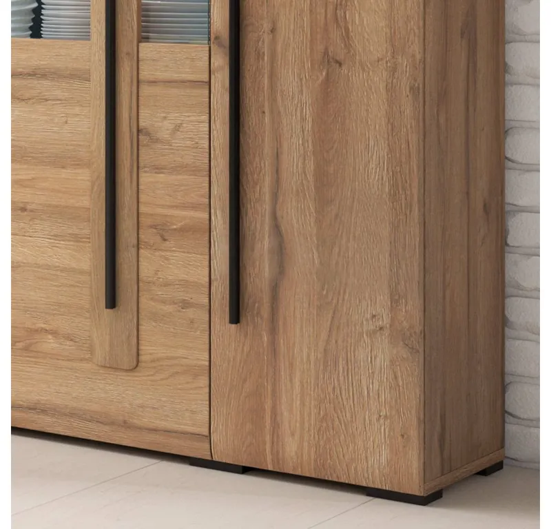 Lomadox Highboard TURDA-83, Grandson Nb. moderner Stil mit Absetzungen in schwarz 90/136/39 cm, Braun, – Produktbild 2 von 5