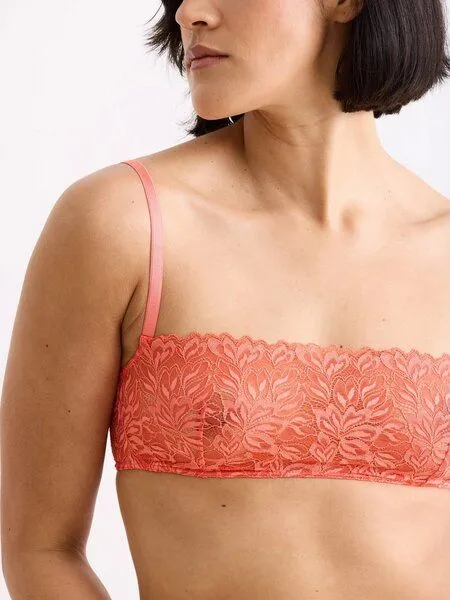 erlich textil erlich textil Dreamy Lace Bandeau Bralette mit Spitze aus recyceltem Polyamid, made in Europe, Wilde orange, – Produktbild 6 von 7