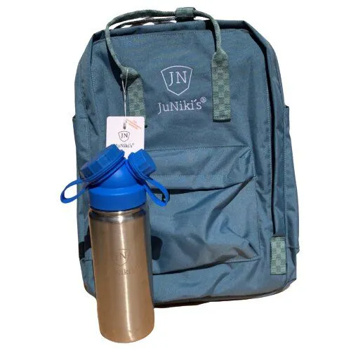 JN JuNiki's JN JuNiki's Set: JuNiki´s® 550ml Edelstahl Trinkflasche isoliert Pink oder Blau + Rucksack, Blau, – Produktbild 2 von 4
