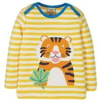 Frugi Frugi Langarm-Shirt Tiger gelb-weiß gestreift Bobby Applique Top Tiger – Produktbild 1 von 1