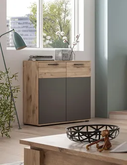 Home affaire Sideboard Riga, Breite 90 cm, 2 Türen mit Softclose, 4 Einlegeböden, 6 Fächer, hochwertige Rillenfräsung, Schuhkommode, Kommode, Anrichte, Schrank – Produktbild 1 von 1