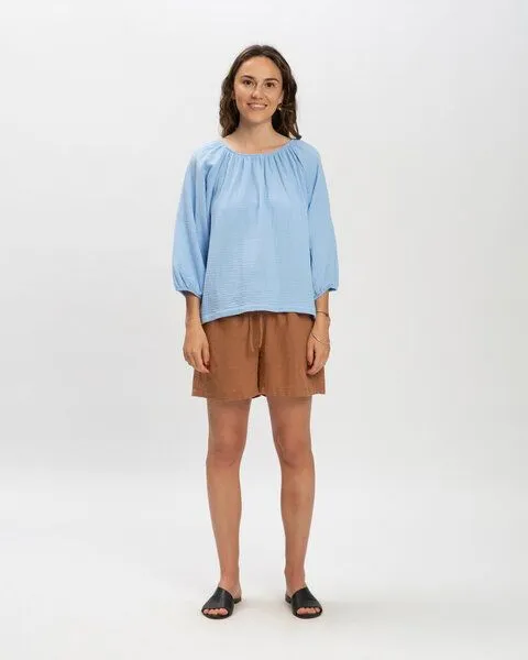 MATONA Matona Musselinbluse mit Ballonärmeln für Frauen / Muslin Blouse, Powder blue, – Produktbild 3 von 4