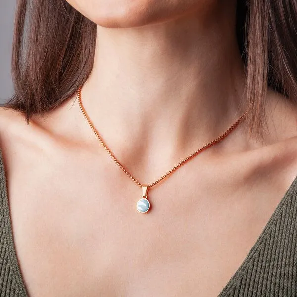 ALEXASCHA ALEXASCHA Kurze Kette mit Anhänger | Mix & Match | Roségold, Himmelblau, – Produktbild 2 von 4