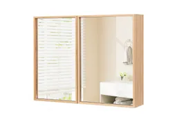 COSTWAY COSTWAY Spiegelschrank Bambus, mit 2 Türen, 2 verstellbaren Regalen, 65cm – Produktbild 1 von 1