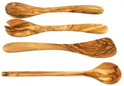 Olivenholz erleben Olivenholz erleben Kochbesteck-Set aus naturbelassenem Olivenholz (Set, 4-tlg., Kochlöffel, Pfannenwender, 2tlg. Salatbesteck), Schonend zu Pfannen & Töpfen, geschmacksneutral – Produktbild 1 von 1