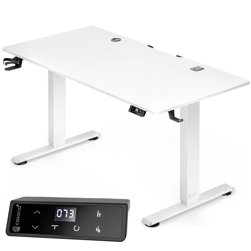 Casaria® Höhenverstellbarer Schreibtisch Weiß 120x60x72-117cm – Produktbild 1 von 2