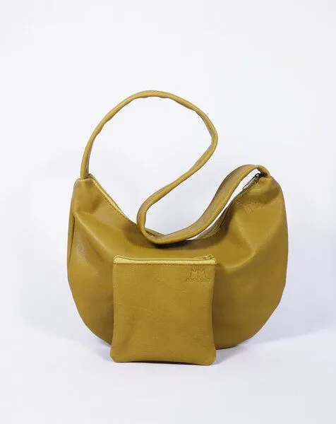 monday market monday market Handtasche Tilda aus pflanzlich gegerbtem Büffel-Leder, Senf, – Produktbild 2 von 4