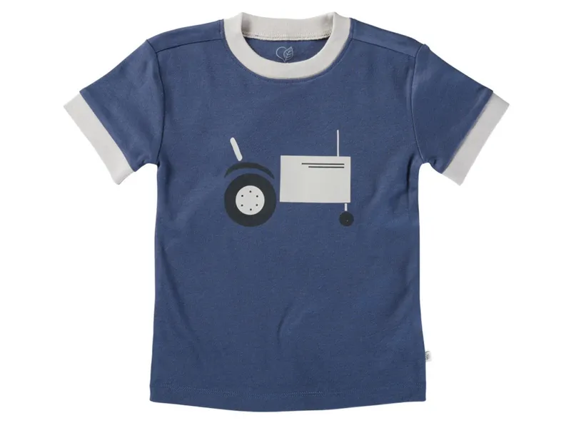 HANS NATUR Kinder T-Shirt Bio-Baumwolle Traktor Gr.110/116, Blau, – Produktbild 1 von 2